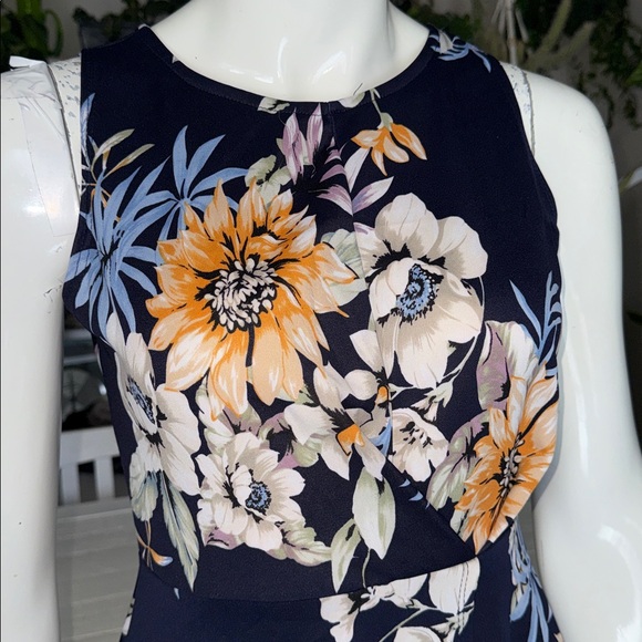 Suzy Shier Navy Floral Sleeveless Skater Dress NWOT Sm Vintage vibes - Picture 3 of 13